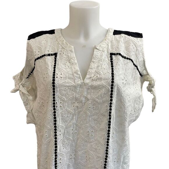 Anthropologie Hemant & Nandita Aditya Eyelet Tunic / Dress Embellished sz M - Picture 3 of 11